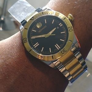 Authentic Movado Black Dial Two Toned Men's Watch